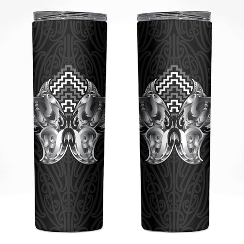 Aotearoa Kowhaiwhai Poutama Black Motif Skinny Tumbler