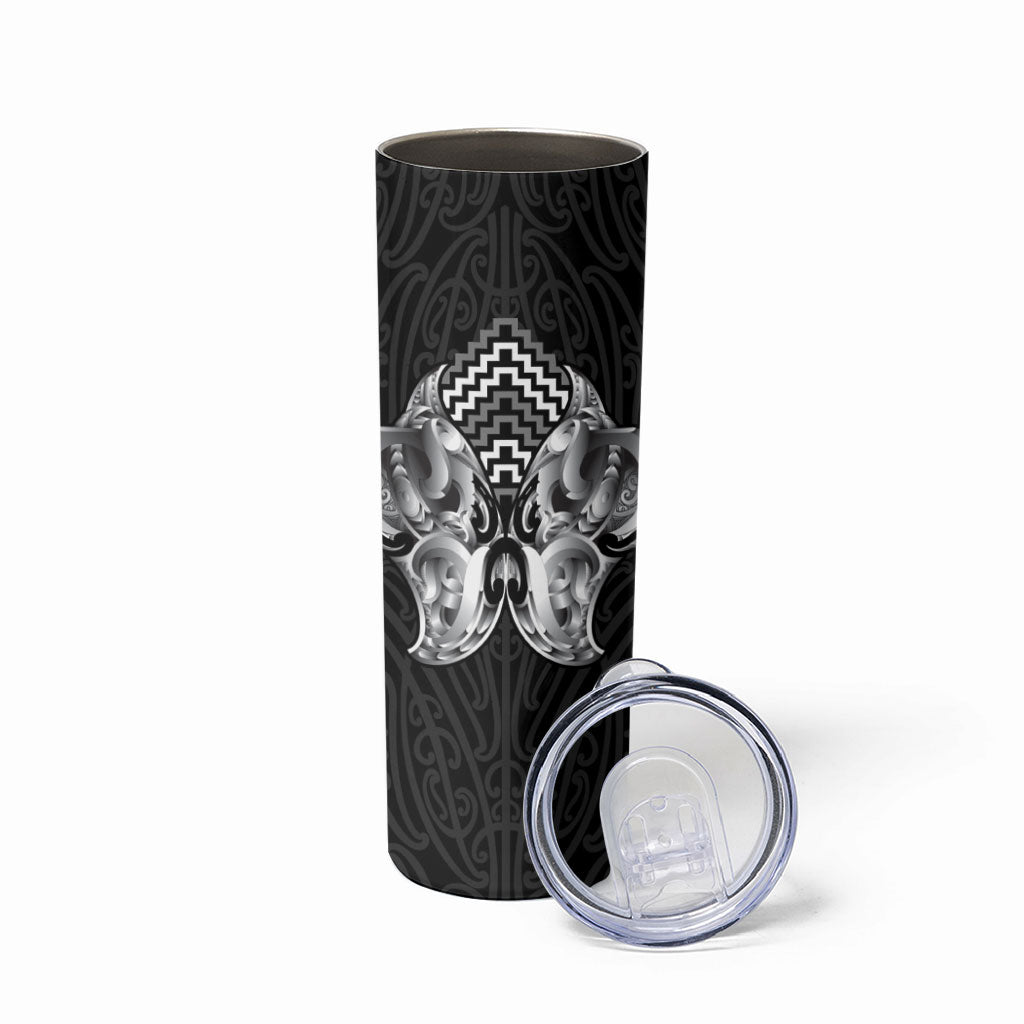 Aotearoa Kowhaiwhai Poutama Black Motif Skinny Tumbler
