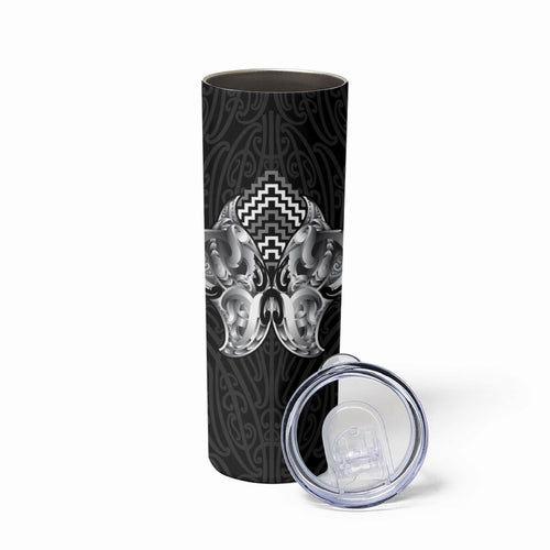 Aotearoa Kowhaiwhai Poutama Black Motif Skinny Tumbler