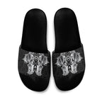 Aotearoa Kowhaiwhai Poutama Black Motif Slide Sandals