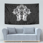 Aotearoa Kowhaiwhai Poutama Black Motif Tapestry