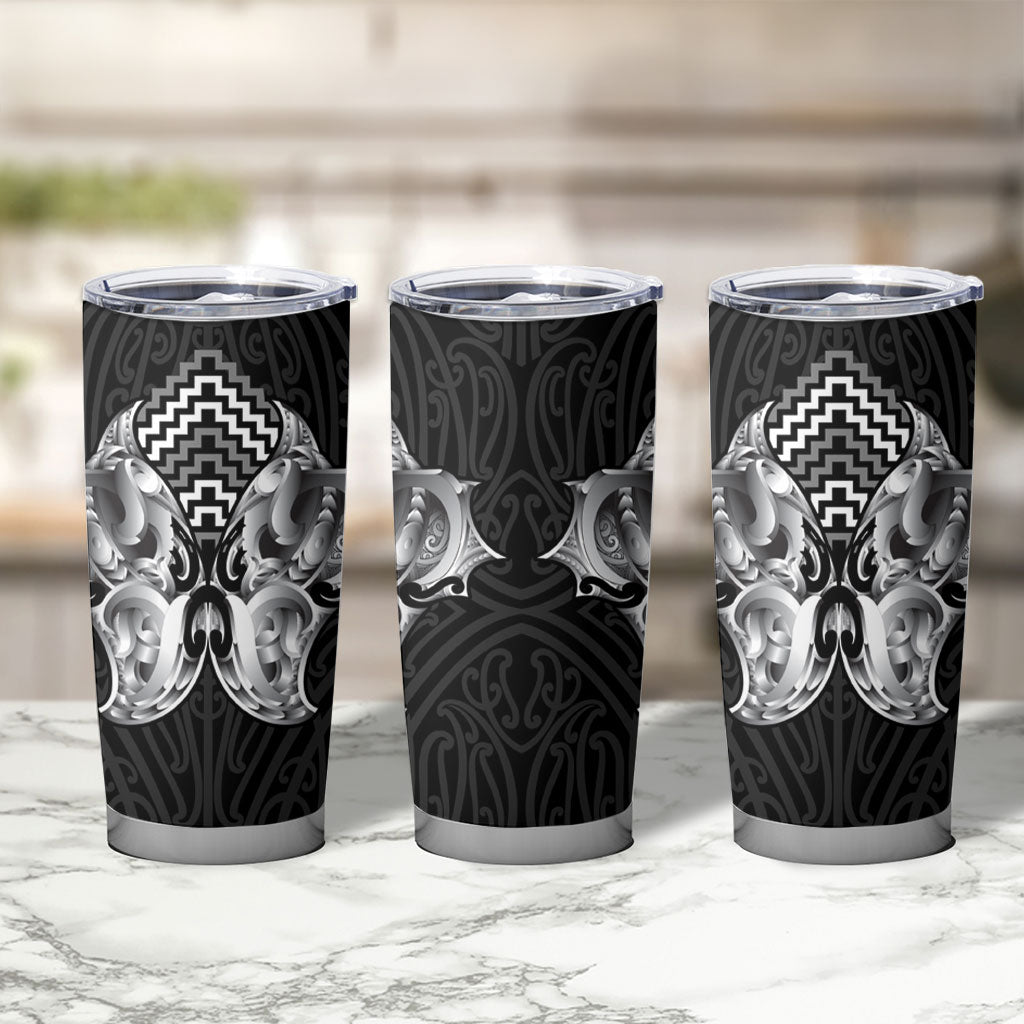 Aotearoa Kowhaiwhai Poutama Black Motif Tumbler Cup