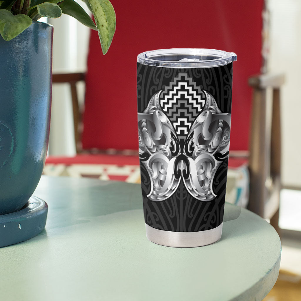Aotearoa Kowhaiwhai Poutama Black Motif Tumbler Cup