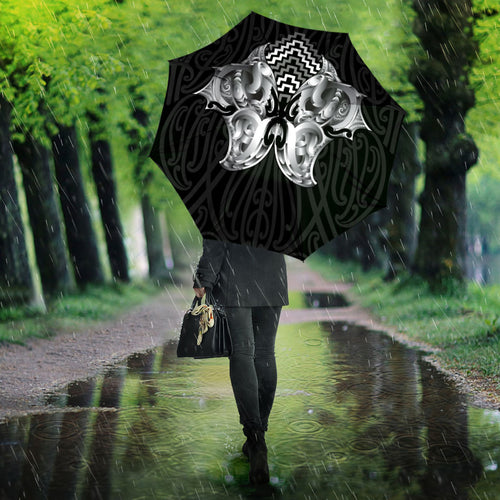 Aotearoa Kowhaiwhai Poutama Black Motif Umbrella