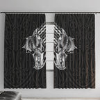 Aotearoa Kowhaiwhai Poutama Black Motif Window Curtain
