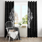 Aotearoa Kowhaiwhai Poutama Black Motif Window Curtain