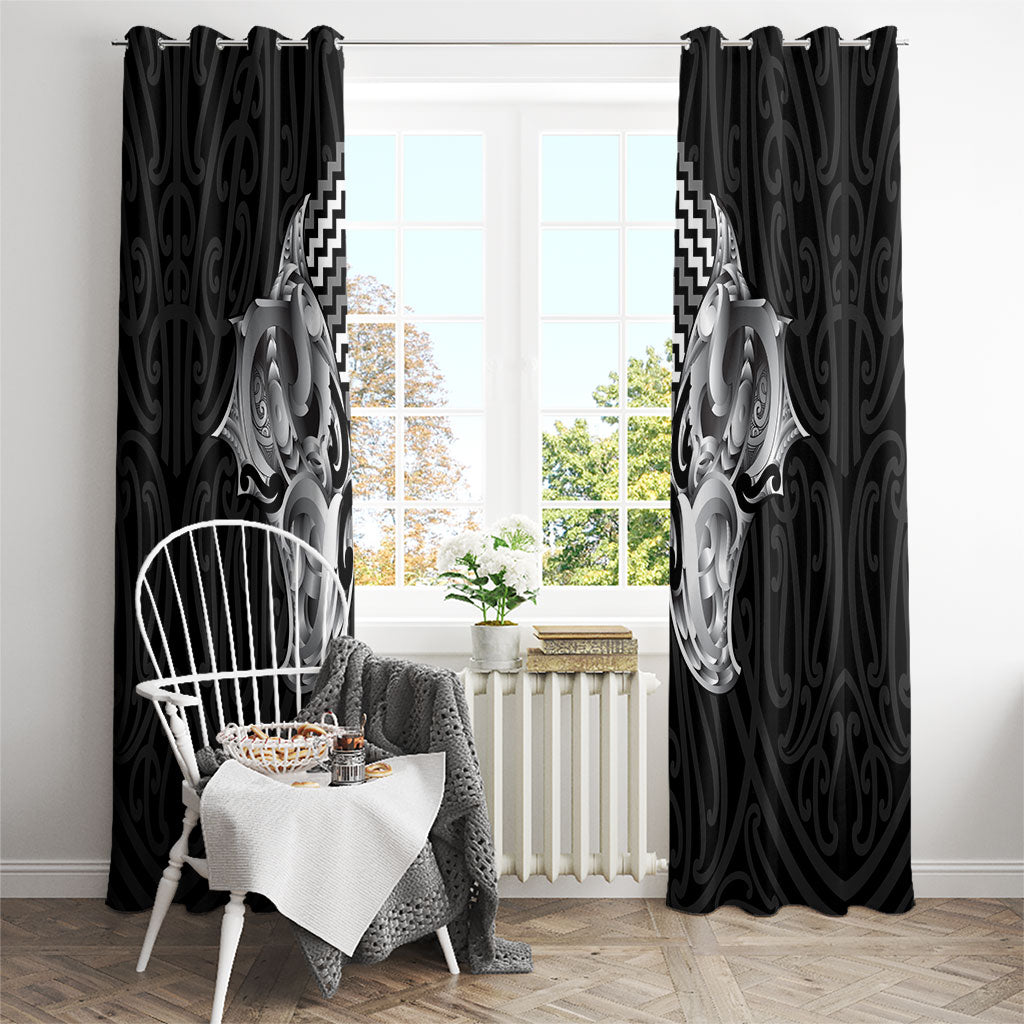Aotearoa Kowhaiwhai Poutama Black Motif Window Curtain