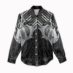 Aotearoa Kowhaiwhai Poutama Black Motif Women Casual Shirt