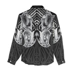 Aotearoa Kowhaiwhai Poutama Black Motif Women Casual Shirt