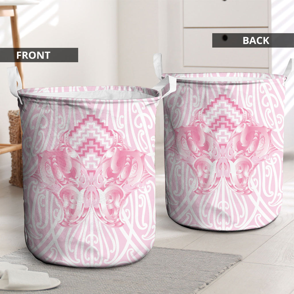 Aotearoa Kowhaiwhai Poutama Pink Motif Laundry Basket