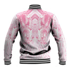 Aotearoa Kowhaiwhai Poutama Pink Motif Baseball Jacket