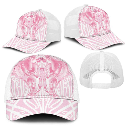 Aotearoa Kowhaiwhai Poutama Pink Motif Baseball Net Cap