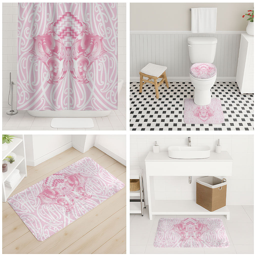 Aotearoa Kowhaiwhai Poutama Pink Motif Bathroom Set
