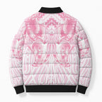 Aotearoa Kowhaiwhai Poutama Pink Motif Bomber Puffer Jacket