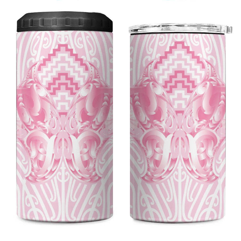 Aotearoa Kowhaiwhai Poutama Pink Motif 4 in 1 Can Cooler Tumbler