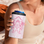 Aotearoa Kowhaiwhai Poutama Pink Motif 4 in 1 Can Cooler Tumbler