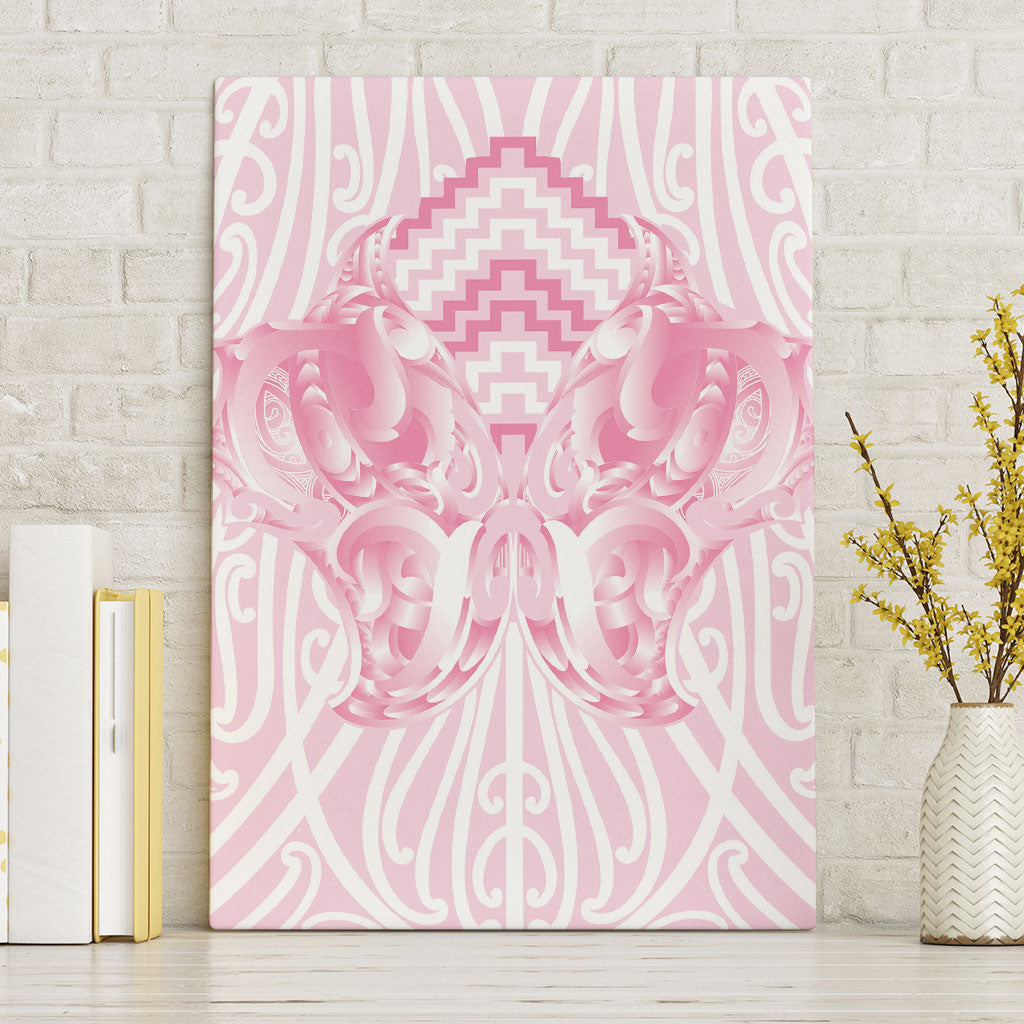 Aotearoa Kowhaiwhai Poutama Pink Motif Canvas Wall Art