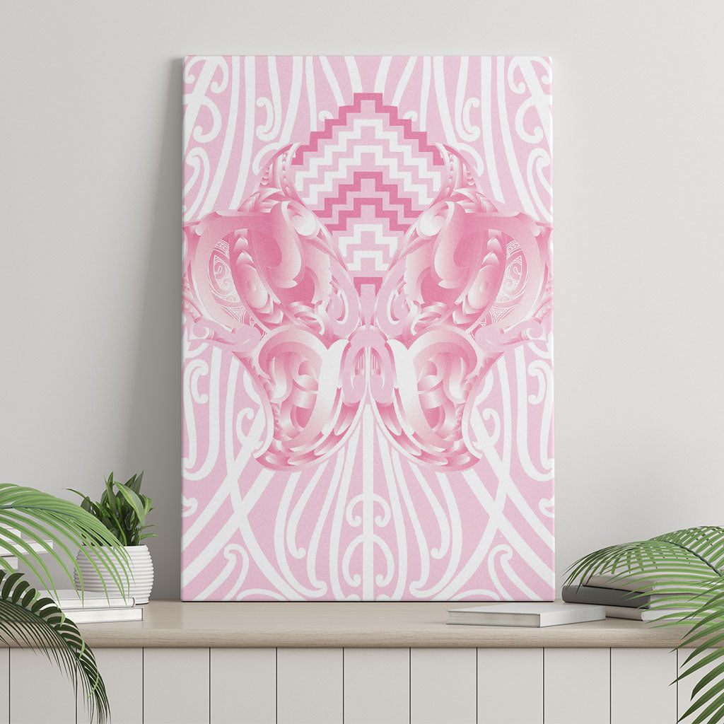 Aotearoa Kowhaiwhai Poutama Pink Motif Canvas Wall Art