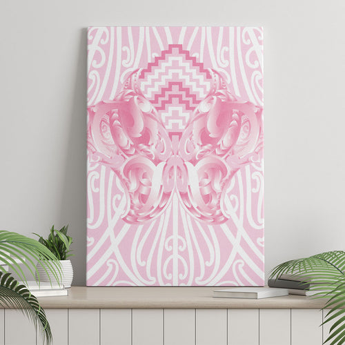 Aotearoa Kowhaiwhai Poutama Pink Motif Canvas Wall Art