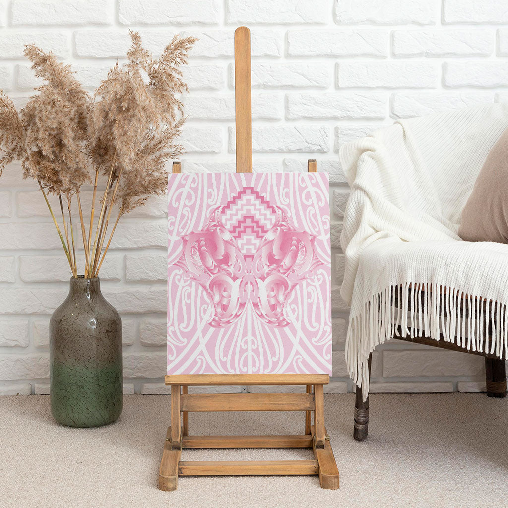 Aotearoa Kowhaiwhai Poutama Pink Motif Canvas Wall Art