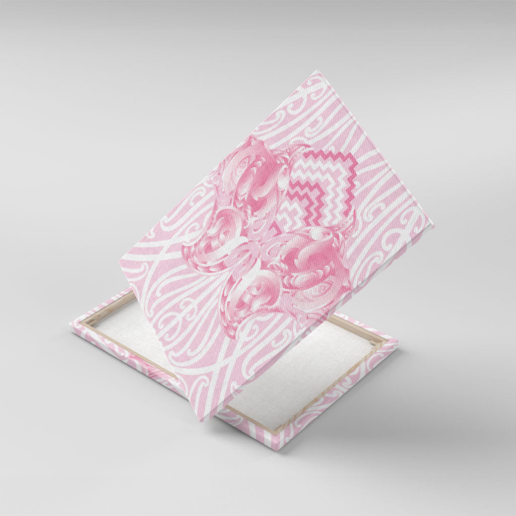 Aotearoa Kowhaiwhai Poutama Pink Motif Canvas Wall Art