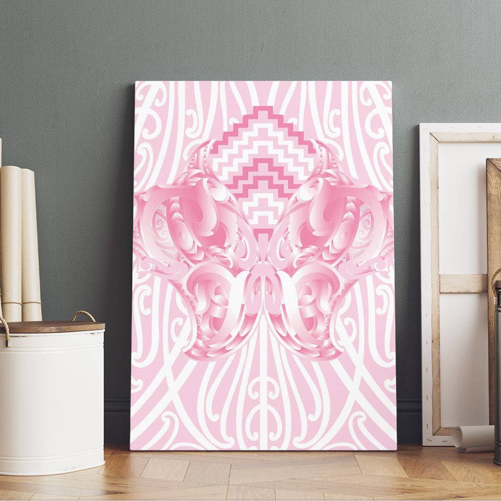 Aotearoa Kowhaiwhai Poutama Pink Motif Canvas Wall Art