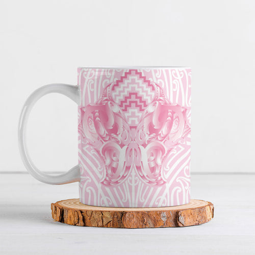 Aotearoa Kowhaiwhai Poutama Pink Motif Ceramic Mug