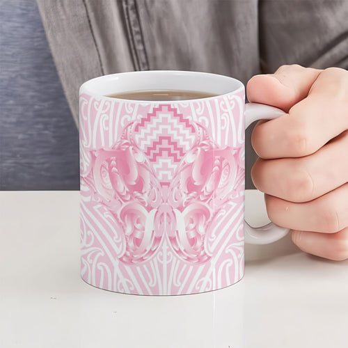 Aotearoa Kowhaiwhai Poutama Pink Motif Ceramic Mug