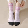 Aotearoa Kowhaiwhai Poutama Pink Motif Crew Socks