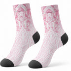Aotearoa Kowhaiwhai Poutama Pink Motif Crew Socks
