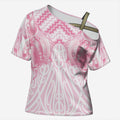 Aotearoa Kowhaiwhai Poutama Pink Motif Cross Shoulder Shirt
