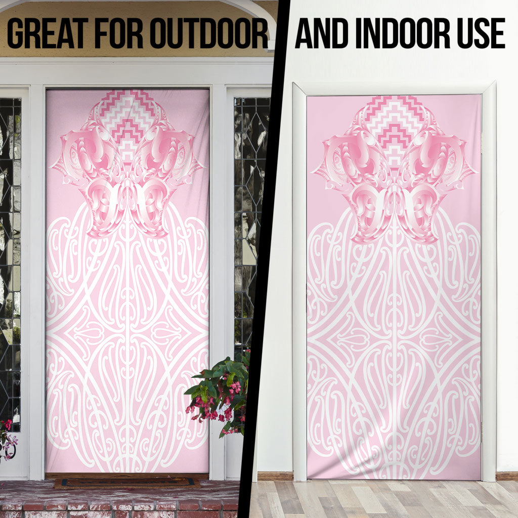 Aotearoa Kowhaiwhai Poutama Pink Motif Door Cover