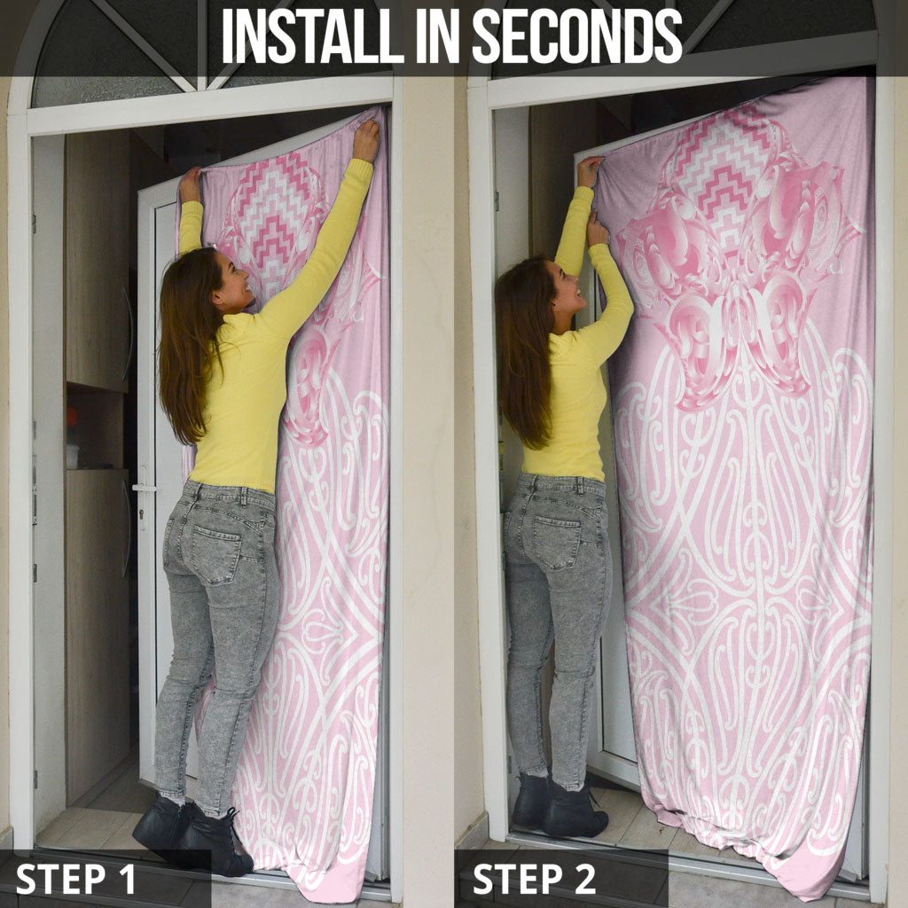 Aotearoa Kowhaiwhai Poutama Pink Motif Door Cover