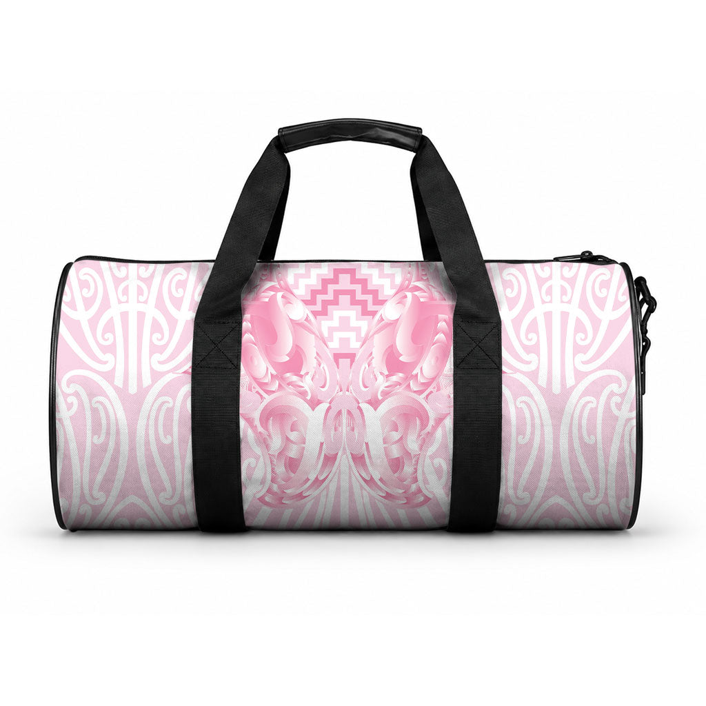 Aotearoa Kowhaiwhai Poutama Pink Motif Duffle Bag