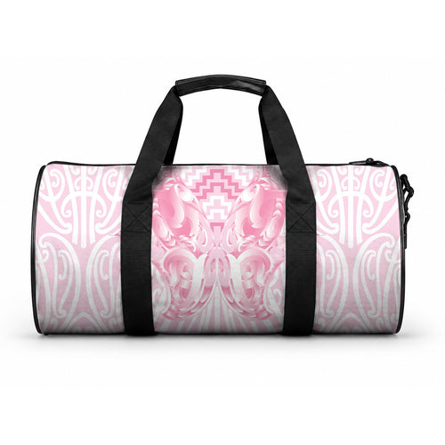 Aotearoa Kowhaiwhai Poutama Pink Motif Duffle Bag