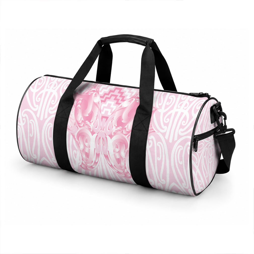 Aotearoa Kowhaiwhai Poutama Pink Motif Duffle Bag
