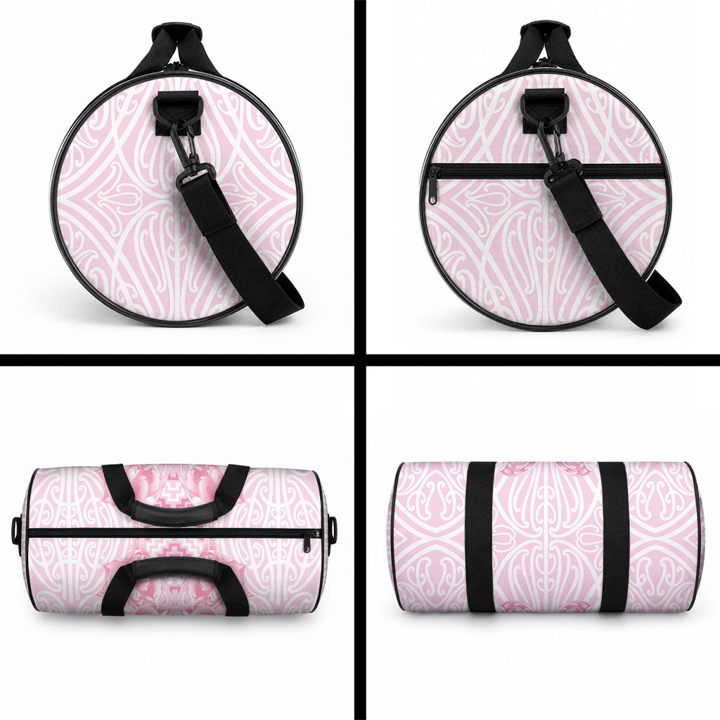 Aotearoa Kowhaiwhai Poutama Pink Motif Duffle Bag