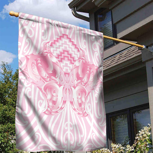 Aotearoa Kowhaiwhai Poutama Pink Motif Garden Flag