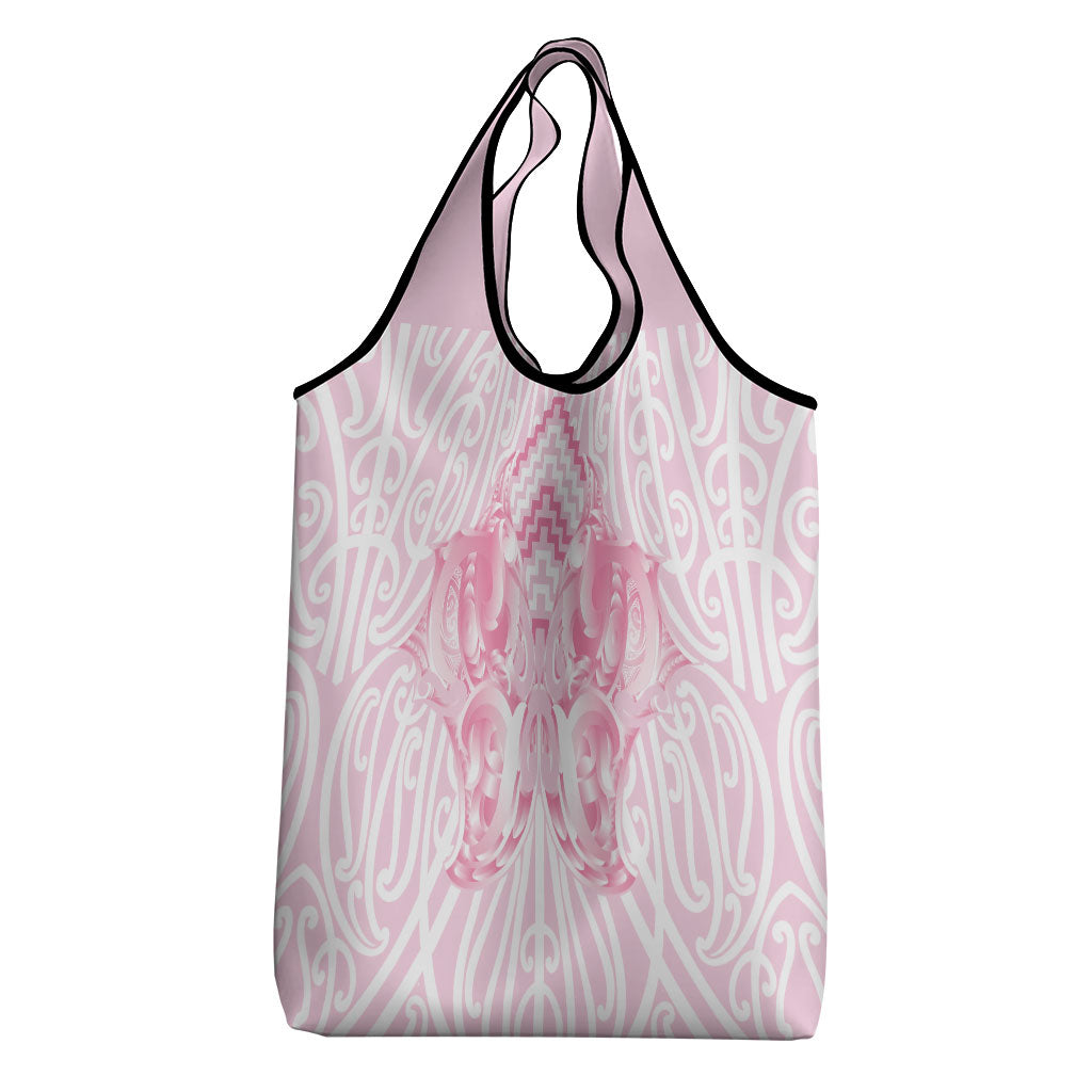 Aotearoa Kowhaiwhai Poutama Pink Motif Grocery Bag