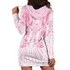 Aotearoa Kowhaiwhai Poutama Pink Motif Hoodie Dress