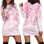 Aotearoa Kowhaiwhai Poutama Pink Motif Hoodie Dress