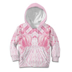 Aotearoa Kowhaiwhai Poutama Pink Motif Kid Hoodie