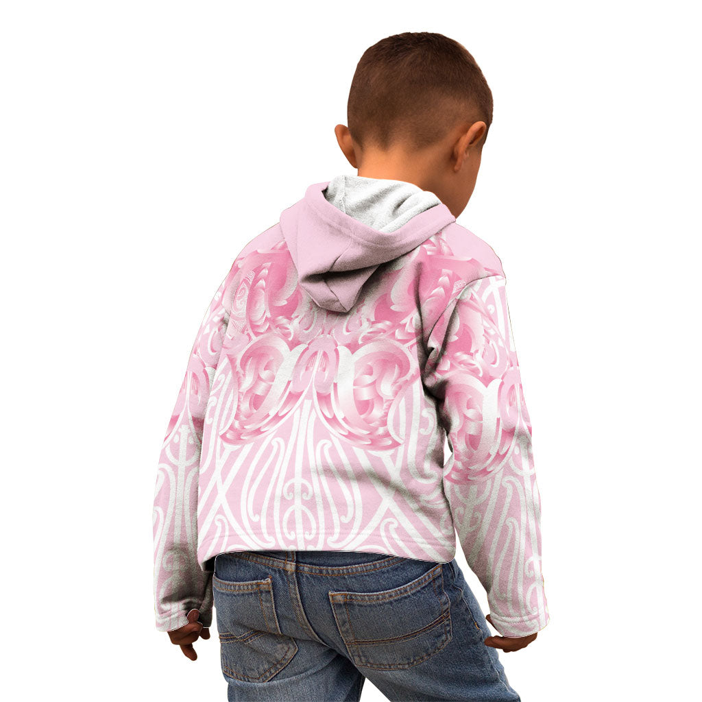 Aotearoa Kowhaiwhai Poutama Pink Motif Kid Hoodie
