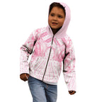 Aotearoa Kowhaiwhai Poutama Pink Motif Kid Hoodie