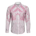 Aotearoa Kowhaiwhai Poutama Pink Motif Long Sleeve Button Shirt