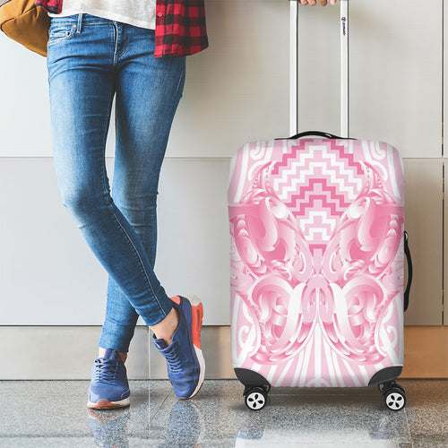 Aotearoa Kowhaiwhai Poutama Pink Motif Luggage Cover