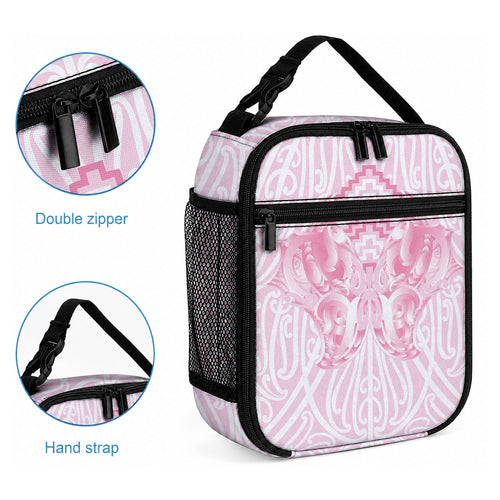 Aotearoa Kowhaiwhai Poutama Pink Motif Lunch Bag