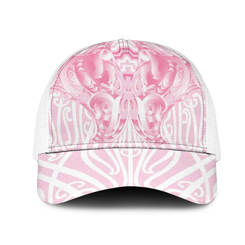 Aotearoa Kowhaiwhai Poutama Pink Motif Mesh Trucker Cap