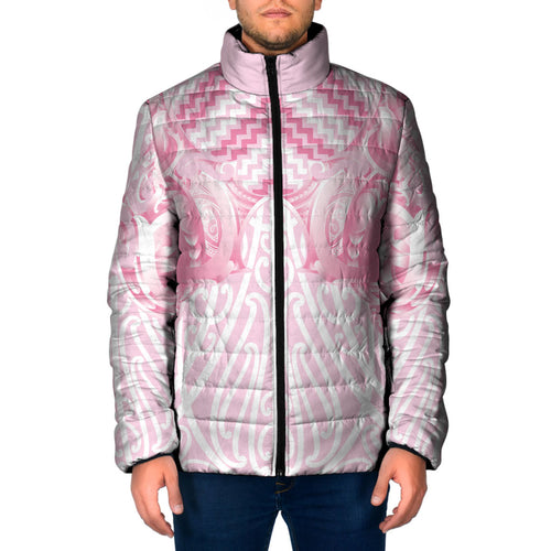 Aotearoa Kowhaiwhai Poutama Pink Motif Padded Jacket