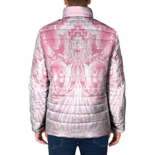 Aotearoa Kowhaiwhai Poutama Pink Motif Padded Jacket